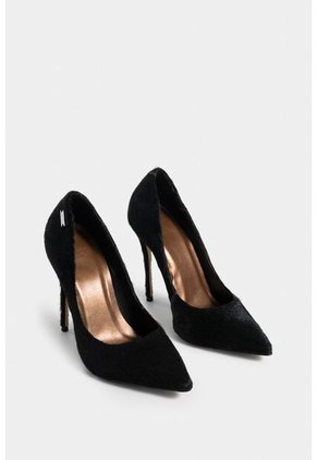 Tacones Cerrados De Cuero Pelo Para Mujer Silueta Punta Tacones Cerrados De Cuero Pelo Para Mujer Silueta Punta Negro 35 Vélez