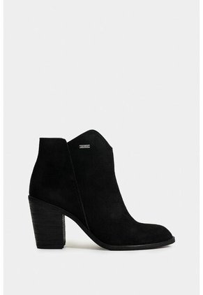 Botines Alpha De Cuero Gamuzado Para Mujer Silueta Asimétrica Botines Alpha De Cuero Gamuzado Para Mujer Silueta Asimétrica Negro 41 VÉLEZ