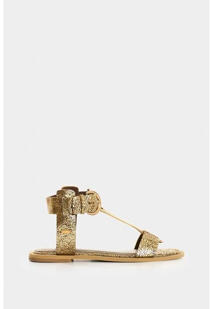 Sandalia Plana En Cuero Para Mujer Paracas Sandalia Plana En Cuero Para Mujer Paracas Dorado 36 VÉLEZ