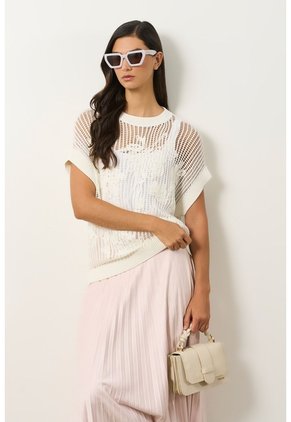 Chaleco Tejido Pata Mujer Kiwa Chaleco Tejido Pata Mujer Kiwa Crema L VÉLEZ