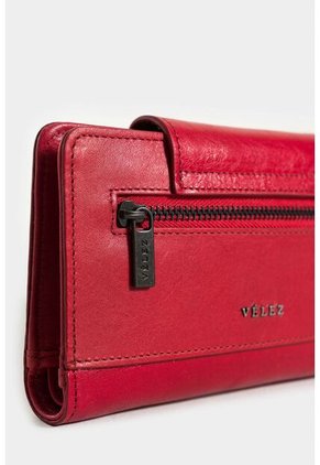 Billetera Bravo De Cuero Con Semibrillo Y Grano Natural Para Mujer Manija Removible Billetera Bravo De Cuero Con Semibrillo Y Grano Natural Para Mujer Manija Removible Rojo Vélez