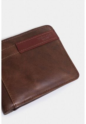 Billetera De Cuero Leather Contrastes Cafe Billetera De Cuero Leather Contrastes Cafe VÉLEZ