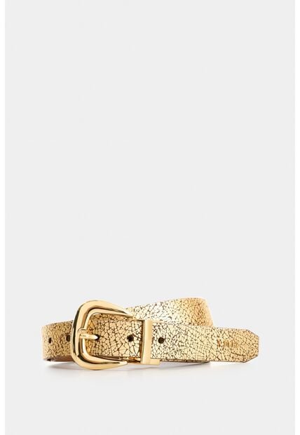 Cinturón Iskay Doble Faz En Cuero Folia Para Mujer Cinturón Iskay Doble Faz En Cuero Folia Para Mujer Dorado L VÉLEZ