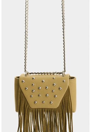 Bandolera Mini Lili De Cuero Con Flecos Y Taches Para Mujer Bandolera Mini Lili De Cuero Con Flecos Y Taches Para Mujer Verde Oliva VÉLEZ