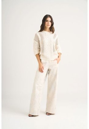 Sweater Tejido Para Mujer Detalle Brillo Sweater Tejido Para Mujer Detalle Brillo Crema M Vélez