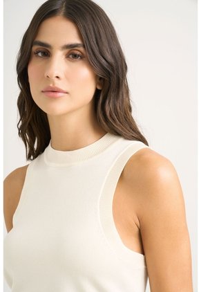 Top Tank Tejido Rectilíneo Para Mujer Manga Sisa Top Tank Tejido Rectilíneo Para Mujer Manga Sisa Crema XL VÉLEZ