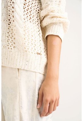 Sweater Tejido Para Mujer Detalle Brillo Sweater Tejido Para Mujer Detalle Brillo Crema M Vélez