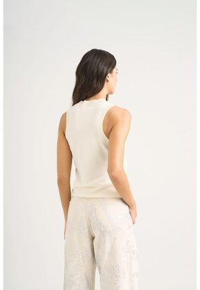 Top Tank Tejido Rectilíneo Para Mujer Manga Sisa Top Tank Tejido Rectilíneo Para Mujer Manga Sisa Crema XL VÉLEZ