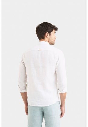 Camisa Manga Larga En Lino Para Hombre Silueta Semi Ajustada Camisa Manga Larga En Lino Para Hombre Silueta Semi Ajustada Blanco S VÉLEZ