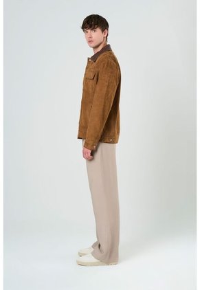 Chaqueta Aron En Gamuza Para Hombre Detalle Cuero Chaqueta Aron En Gamuza Para Hombre Detalle Cuero Cafe Claro L VÉLEZ