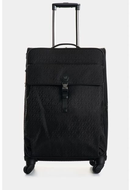 Maleta De Viaje Bloom En Jacquard Para Mujer Apliques Cuero Maleta De Viaje Bloom En Jacquard Para Mujer Apliques Cuero Negro VÉLEZ