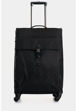 Maleta De Viaje Bloom En Jacquard Para Mujer Apliques Cuero Maleta De Viaje Bloom En Jacquard Para Mujer Apliques Cuero Negro VÉLEZ