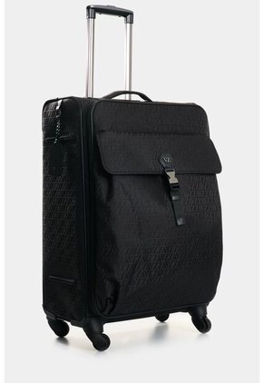 Maleta De Viaje Bloom En Jacquard Para Mujer Apliques Cuero Maleta De Viaje Bloom En Jacquard Para Mujer Apliques Cuero Negro VÉLEZ