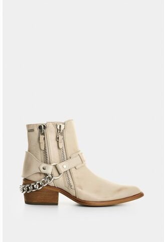 Botines De Cuero Craquelado Para Mujer Marine Botines De Cuero Craquelado Para Mujer Marine Crema 39 VÉLEZ Vélez