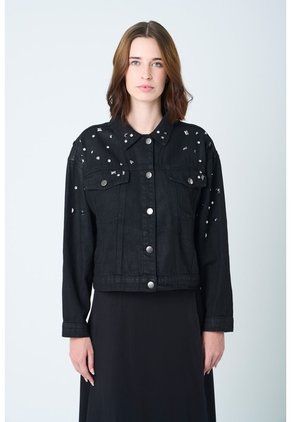 Chaqueta Black Para Mujer Silueta Trucker Chaqueta Black Para Mujer Silueta Trucker Negro L VÉLEZ
