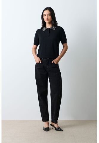 Polo Tejida Manga Corta Para Mujer Almaris Polo Tejida Manga Corta Para Mujer Almaris Negro S VÉLEZ Vélez