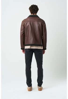 Chaqueta Atrani De Cuero Para Hombre Semi Ajustada Chaqueta Atrani De Cuero Para Hombre Semi Ajustada Cafe XXL VÉLEZ