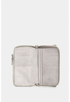 Porta Chequera Ibiza De Cuero Para Mujer Cadena Porta Chequera Ibiza De Cuero Para Mujer Cadena Gris VÉLEZ