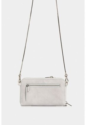 Porta Chequera Ibiza De Cuero Para Mujer Cadena Porta Chequera Ibiza De Cuero Para Mujer Cadena Gris VÉLEZ