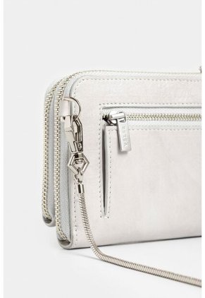 Porta Chequera Ibiza De Cuero Para Mujer Cadena Porta Chequera Ibiza De Cuero Para Mujer Cadena Gris VÉLEZ