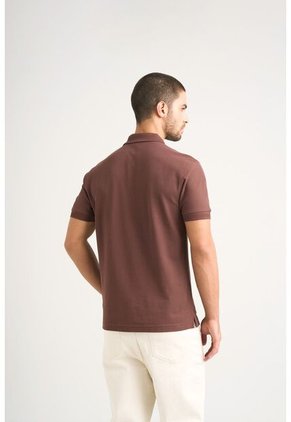Polo Para Hombre Semi Fit Detalle Jacquard Polo Para Hombre Semi Fit Detalle Jacquard Cafe XL VÉLEZ