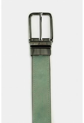 Cinturón Doble Faz Hibisco De Cuero Para Hombre Pasador Metálico Agua Marina