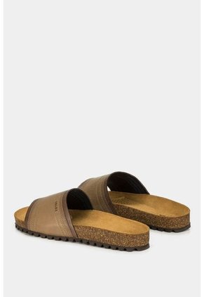 Sandalia Plana Slide De Cuero Para Hombre Silueta Tipo Strap Sandalia Plana Slide De Cuero Para Hombre Silueta Tipo Strap Kaky 43 Vélez
