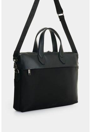 Maletín Portátil En Lona Y Cuero Para Hombre Breeze Maletín Portátil En Lona Y Cuero Para Hombre Breeze Negro VÉLEZ