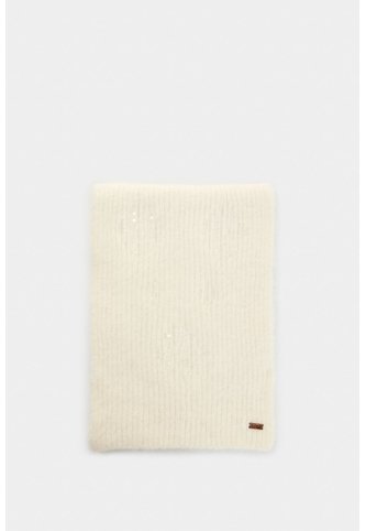 Bufanda Tejida Platino Para Mujer Detalle Lentejuelas Bufanda Tejida Platino Para Mujer Detalle Lentejuelas Crema XS VÉLEZ Vélez