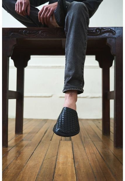 Slipper Tejido En Cuero Para Hombre Confort Slipper Tejido En Cuero Para Hombre Confort Negro 42 Vélez