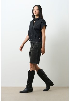 Camisa Holgada Para Mujer Sombra Camisa Holgada Para Mujer Sombra Negro M VÉLEZ
