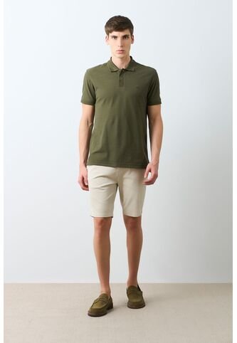 Polo Para Hombre Semi Fit Detalle Jacquard Polo Para Hombre Semi Fit Detalle Jacquard Verde Oliva L VÉLEZ Vélez