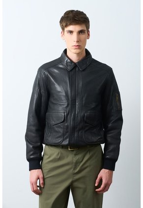 Chaqueta Aviador De Cuero Para Hombre Nila Chaqueta Aviador De Cuero Para Hombre Nila Negro XXL VÉLEZ