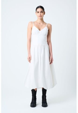 Vestido Midi Fugaz Para Mujer Silueta Globo Vestido Midi Fugaz Para Mujer Silueta Globo Blanco 12 VÉLEZ Vélez