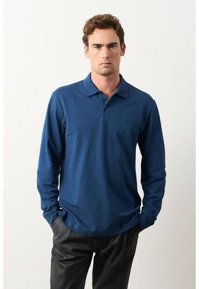 Polo Manga Larga En Algodón Para Hombre Nápoles Polo Manga Larga En Algodón Para Hombre Nápoles Azul Oscuro L VÉLEZ