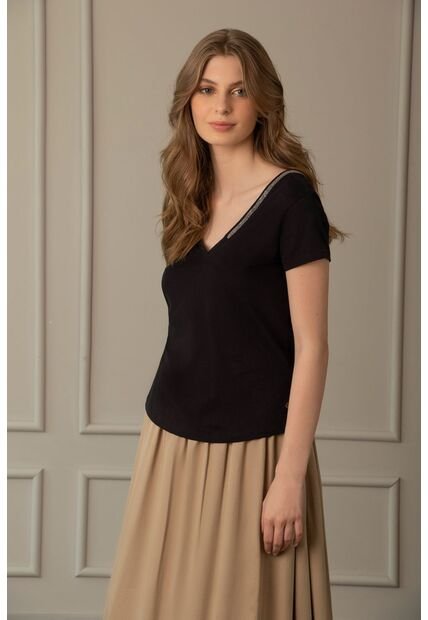 Camiseta Millare Para Mujer Manga Corta Negro Camiseta Millare Para Mujer Manga Corta Negro S VÉLEZ