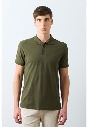 Polo Para Hombre Semi Fit Detalle Jacquard Polo Para Hombre Semi Fit Detalle Jacquard Verde Oliva S VÉLEZ