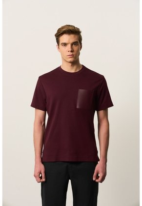 Camiseta En Algodón Para Hombre Bolsillo Cuero Camiseta En Algodón Para Hombre Bolsillo Cuero Vinotinto XL VÉLEZ