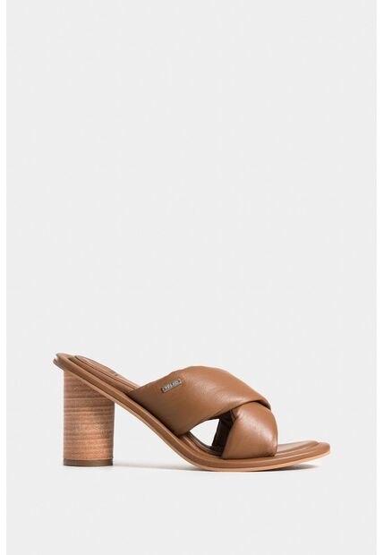 Sandalia Tacón Mawi De Cuero Para Mujer Tiras Abombadas Sandalia Tacón Mawi De Cuero Para Mujer Tiras Abombadas Miel 35 VÉLEZ