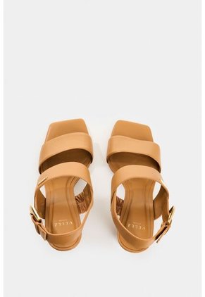 Sandalia Tacón De Cuero Para Mujer Kira Sandalia Tacón De Cuero Para Mujer Kira Miel 39 VÉLEZ