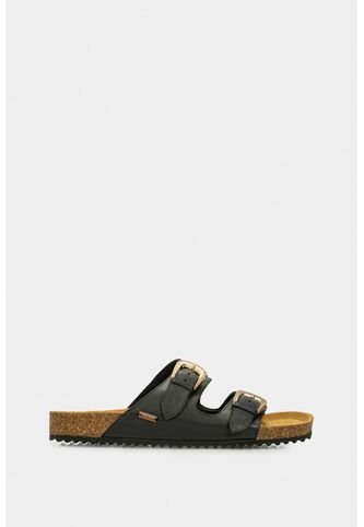 Sandalia Plana Pilos De Cuero Para Mujer Suela Corcho Sandalia Plana Pilos De Cuero Para Mujer Suela Corcho Negro 36 VÉLEZ Vélez