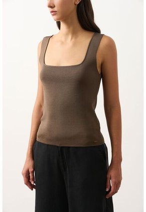 Top Alisa Tejido Para Mujer Escote Cuadrado Top Alisa Tejido Para Mujer Escote Cuadrado Tabaco M VÉLEZ