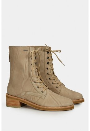 Botines Lirio De Cuero Para Mujer Tipo Militar Beige Botines Lirio De Cuero Para Mujer Tipo Militar Beige 35 VÉLEZ