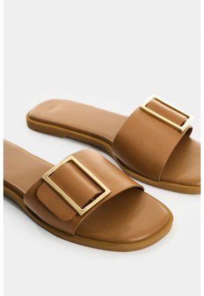 Sandalia Plana De Cuero Para Mujer Gem Sandalia Plana De Cuero Para Mujer Gem Miel 40 VÉLEZ