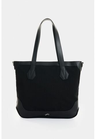 Shopping En Lona Y Cuero Para Mujer Aurelia Shopping En Lona Y Cuero Para Mujer Aurelia Negro VÉLEZ Vélez