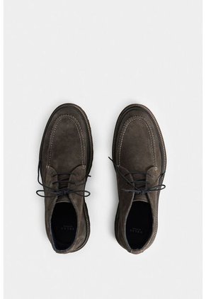 Zapatos Cordón De Cuero Gamuza Para Hombre Costura Contraste Zapatos Cordón De Cuero Gamuza Para Hombre Costura Contraste Gris Pistola 38 VÉLEZ