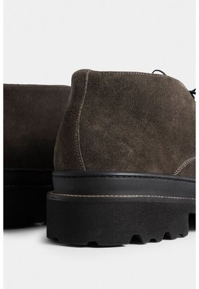 Zapatos Cordón De Cuero Gamuza Para Hombre Costura Contraste Zapatos Cordón De Cuero Gamuza Para Hombre Costura Contraste Gris Pistola 38 VÉLEZ