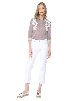 Camisa Vinotinto-Blanco Vero Moda