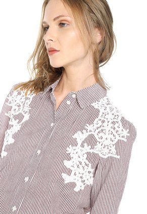 Camisa Vinotinto-Blanco Vero Moda
