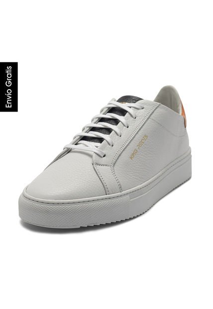 Tenis Para Hombre Cuero Blanco X Naranja VFYN Rayden 3